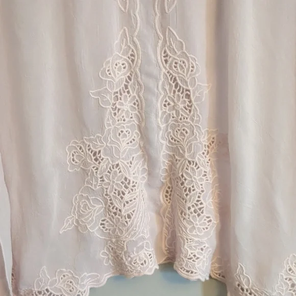 Johnny Was Blush Pink Embroidered Floral Lace Short Sleeve Tunic Top – Medium - Picture 8 of 11